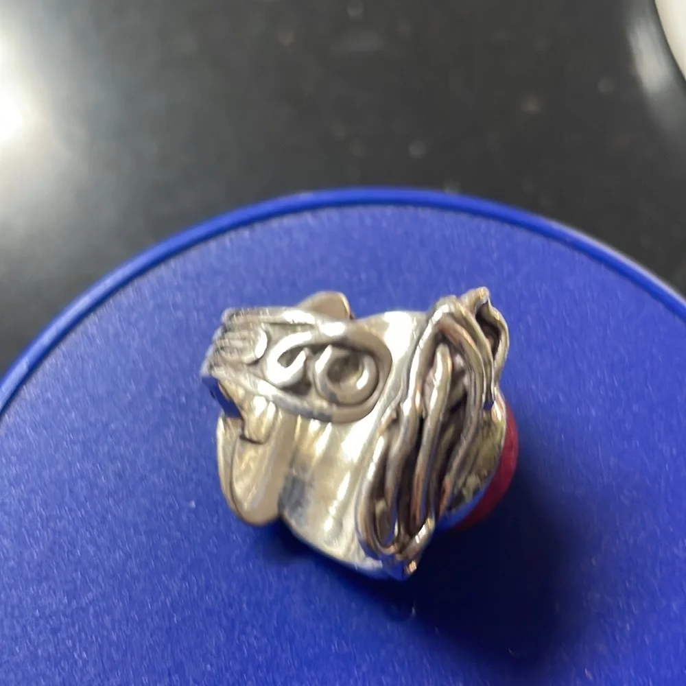 Sterling Silver Ring.  Size 8. Red Stone. - Picture 5 of 6